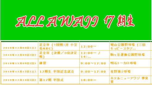 17期生－早、終盤です！！！